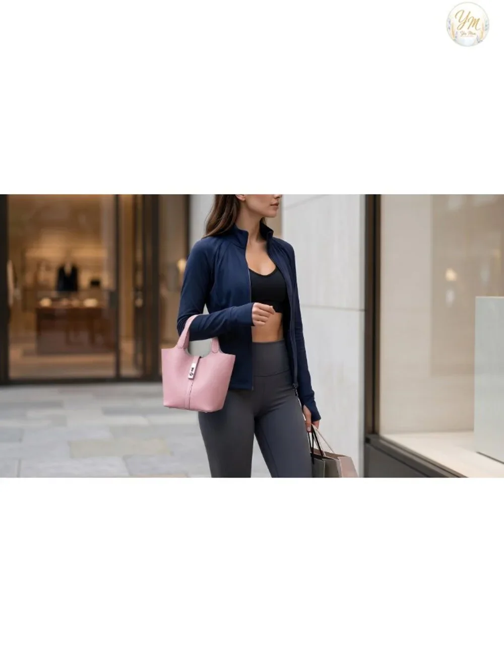 Vegan Leather Bucket Purse Top Handle Handbag with Detachable Pouch